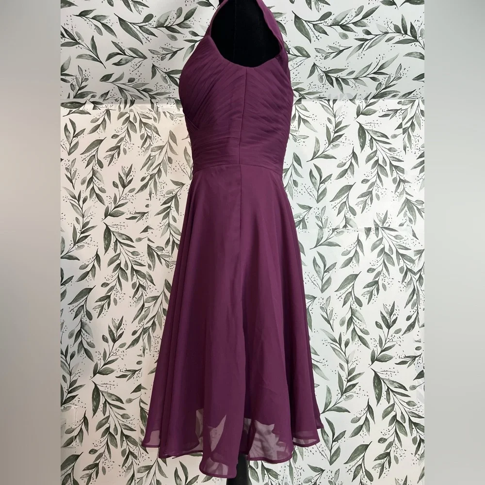 Raspberry Sz S (6) Bridesmaid Pleated Chiffon Prom Cocktail Formal Dress #9 - Picture 8 of 11